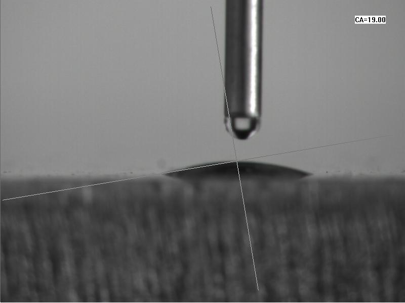 等離子處理後水滴角：19度
