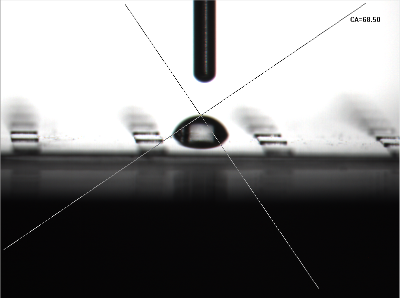 低壓真空等離子表麵活化處理前，表麵水滴角度數為68.5°-黄瓜视频下载APP视频黄瓜视频污在线观看機